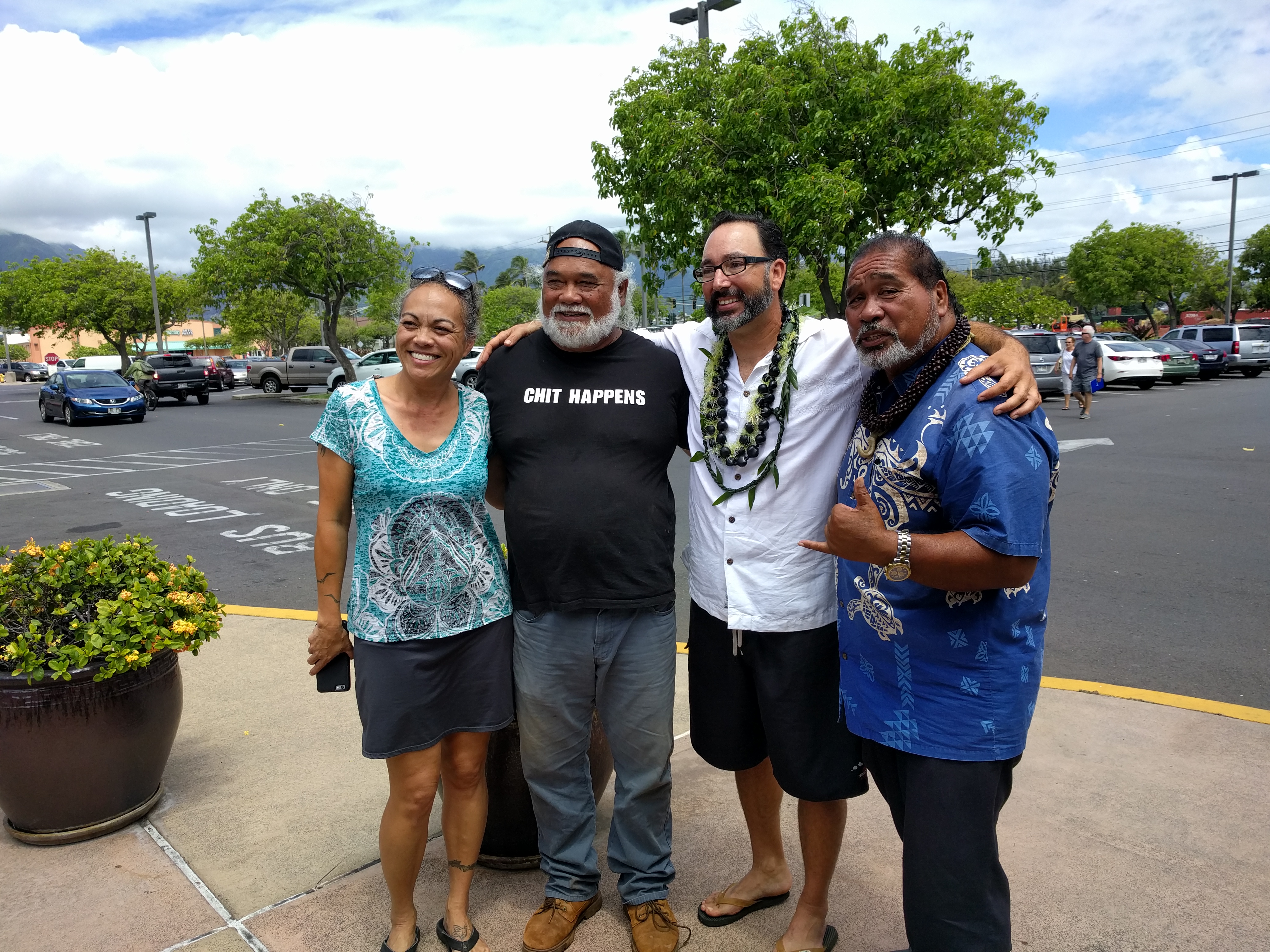 Trinette Furtado, candidate for Makawao-Pā‘ia-Haiku; Alika Atay, candidate for Wailuku; Gabe Johnson, candidate for Lana'i; Richard DeLeon, candidate for South Maui.
